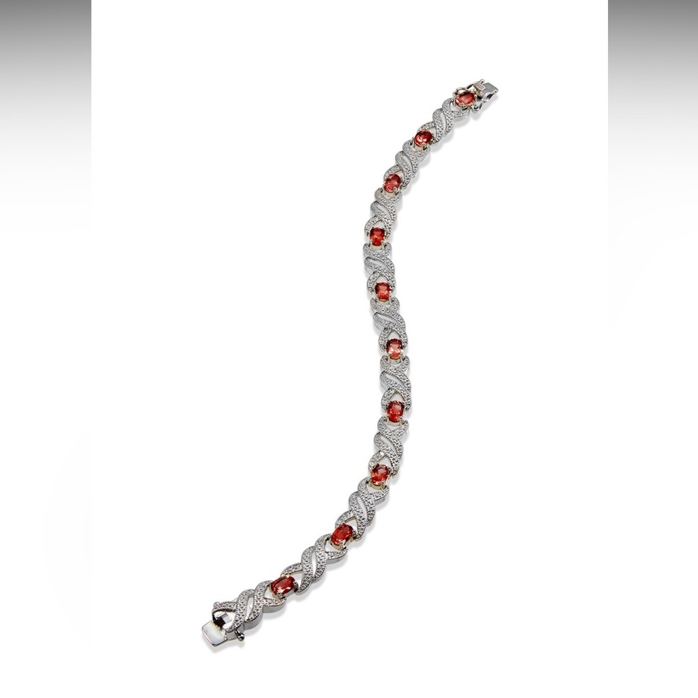 Savvy Cie Silver Bracelet with Red Accents